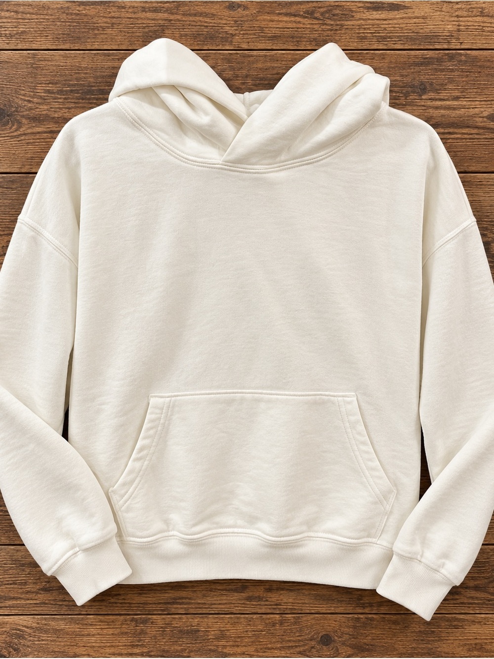 TKEES Cream Hoodie Front Pocket Size 1